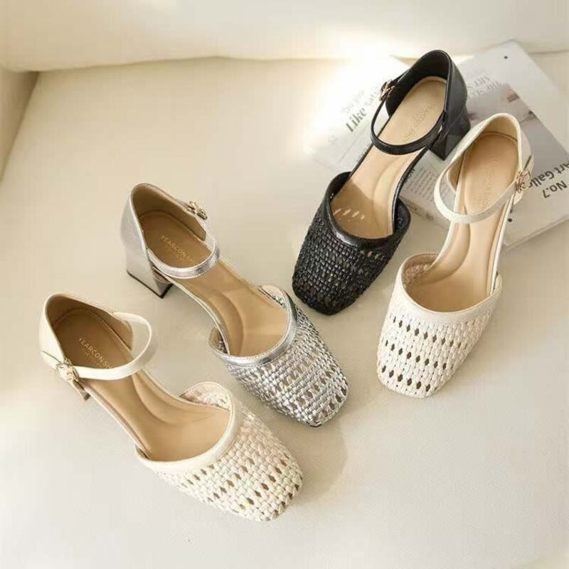 Women Fashion Brand - Fashion Woven Hollow Chunky Root Sandals