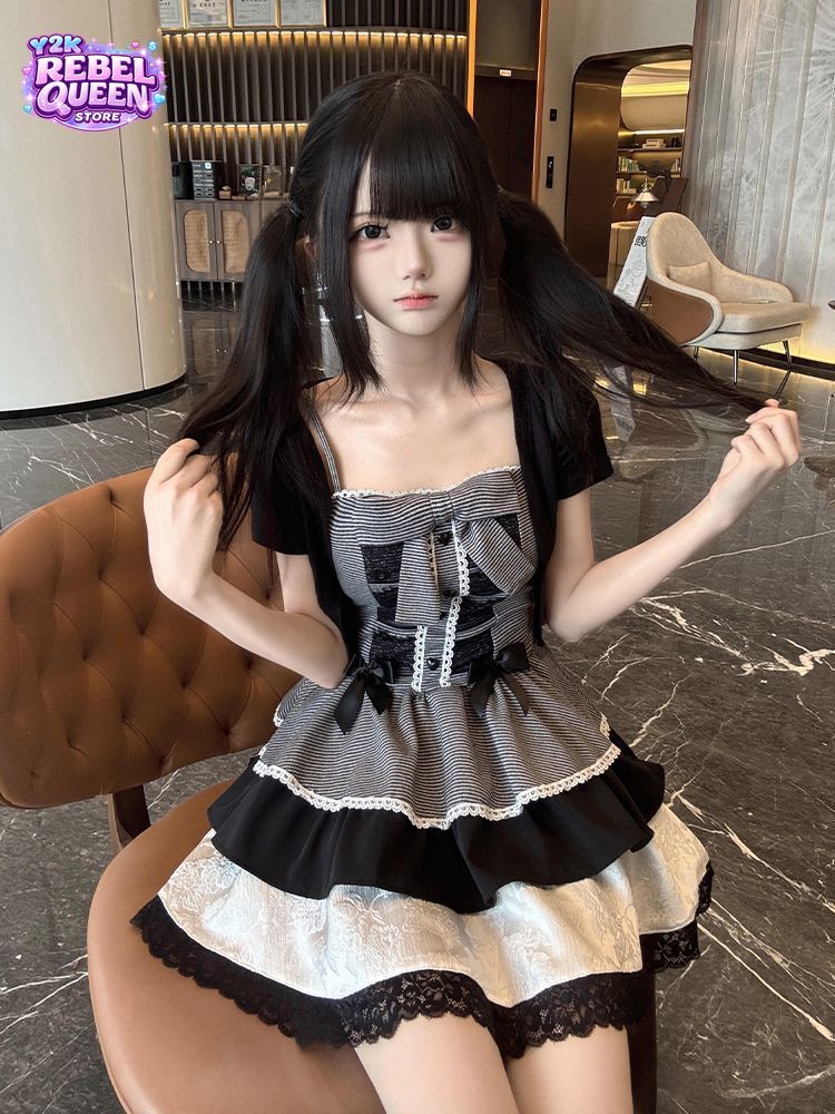 Ruched Dress Mini - Coquette Sweet Y2K Camisole Dress Set