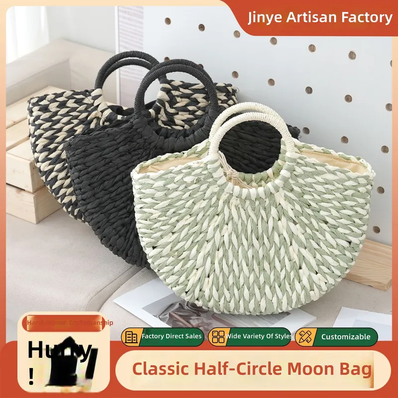 Women Fashion Handbags - Women Moon Bag Semi Round Handbag