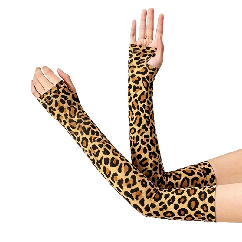 Women'S Fashion Gloves - Fashion Leopard Long Fingerless Arm Sleeves