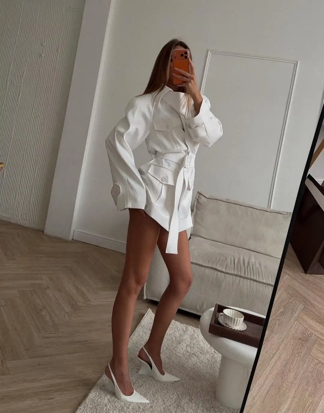 Lady White Cargo Shirt Jacket  - đánh giá và giá Women'S Fashion Utility Belt