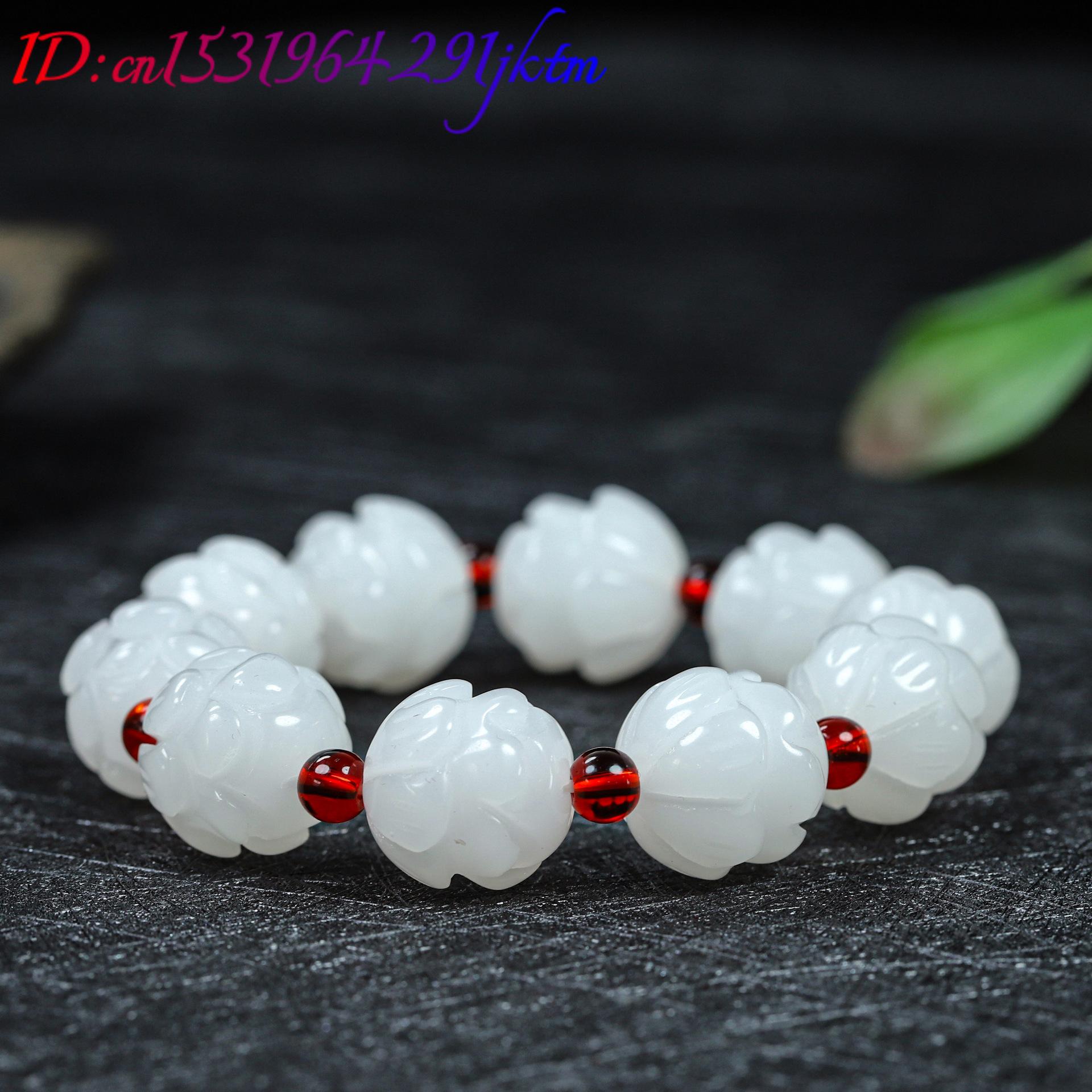 White Real Jade Lotus Bracelet - đánh giá và giá Women Fashion Designer