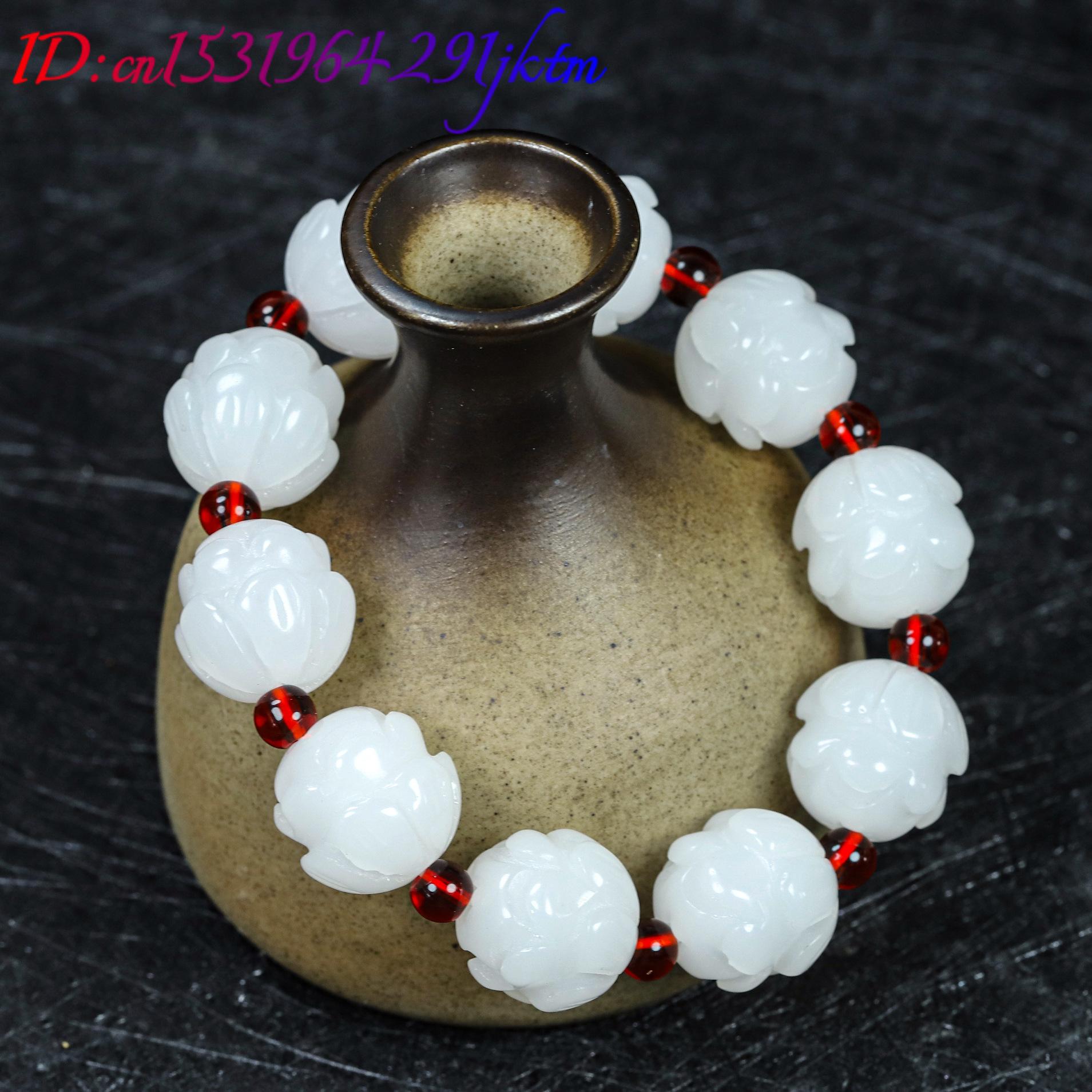 White Real Jade Lotus Bracelet - đánh giá và giá Women Fashion Designer