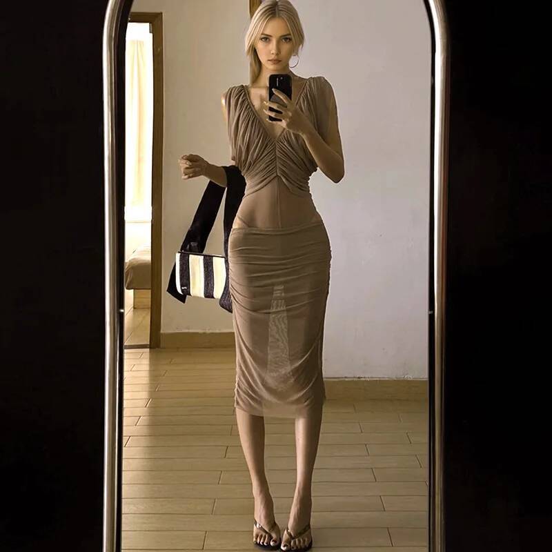 French Chiffon Dress Women's S - đánh giá và giá Ruched Dress Mini