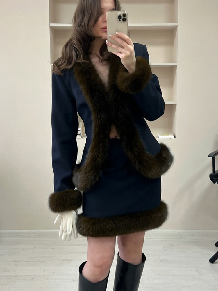 Women's Fur Patchwork Skirt Su - đánh giá và giá Women'S Fashion Long Coat